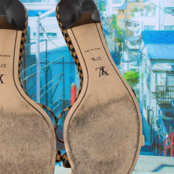 Authentic Louis Vuitton Sz37.5 Checkered Sandal Slide Heels - Picture 11 of 11